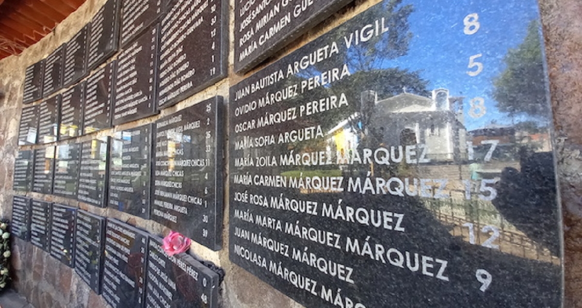 Monumento a las víctimas de la masacre en el centro de El Mozote. L.B.D. Monumento a las víctimas de la masacre en el centro de El Mozote. L.B.D.